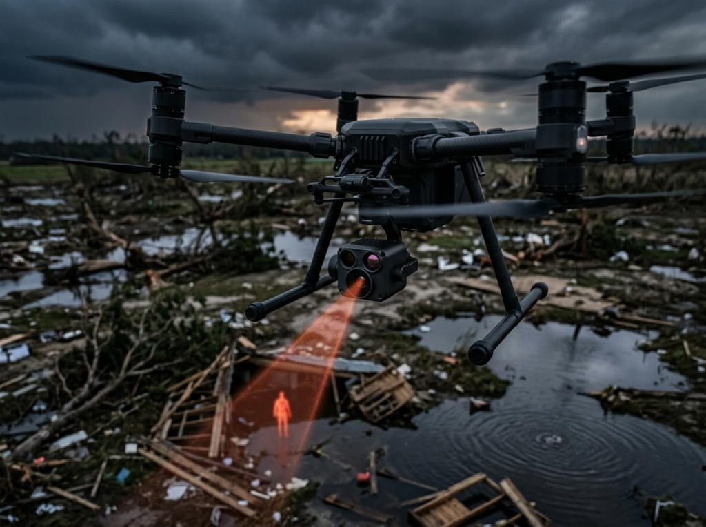 Natural disaster response drone with thermal imaging