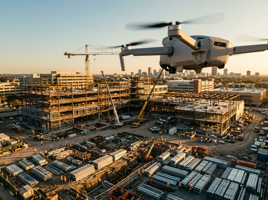 Drone monitoring construction site monitoring