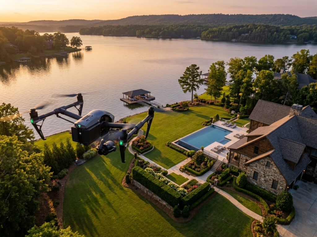 real estate drone photography of a residential property listing