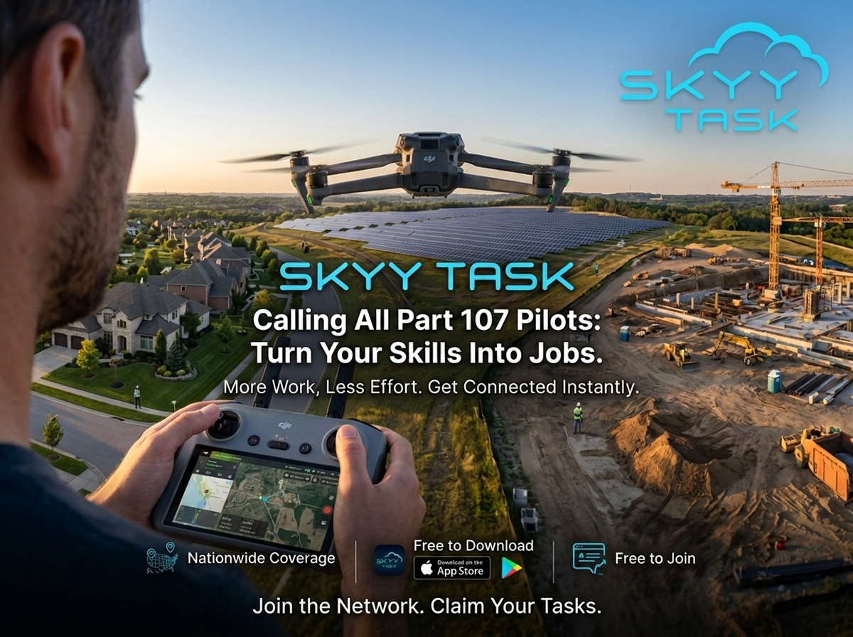 Become a drone pilot with SkyyTask - FAA Part 107 operator flying over a construction and solar site