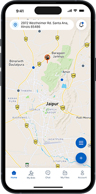 SkyyTask app – map and bids center screen