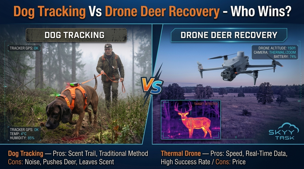 dog tracking vs drone for deer recovery